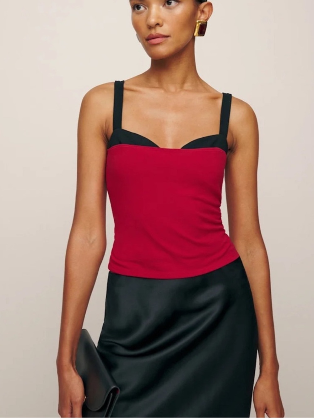 Reformation Harlan Knit Red and Black Women’s Top Size Small